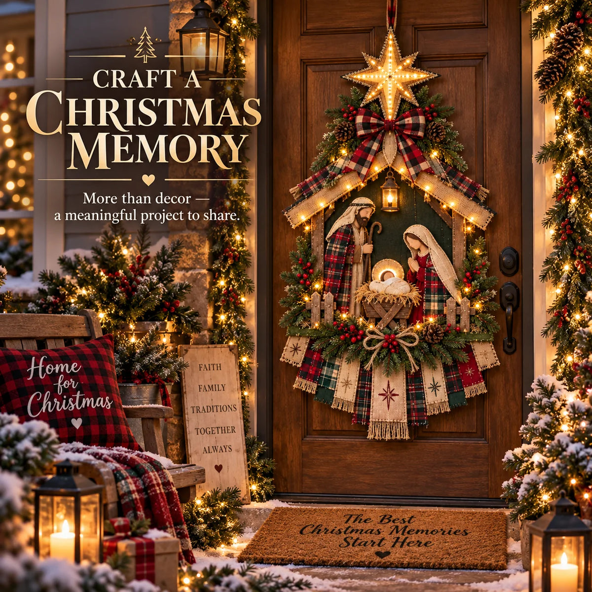 DIY Lighted Christmas Nativity Scene Door Hanging Kit š