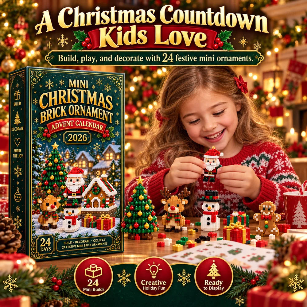 🎄24-Day Mini Christmas Brick Ornament Advent Calendar | 24 Unique Buildable Holiday Ornaments to Create, Hang & Keep 🧱