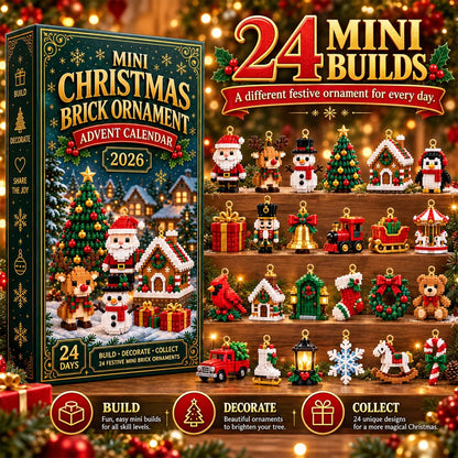 🎄24-Day Mini Christmas Brick Ornament Advent Calendar | 24 Unique Buildable Holiday Ornaments to Create, Hang & Keep 🧱