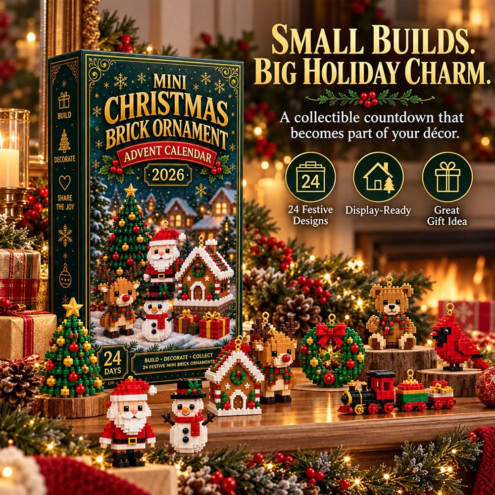 🎄24-Day Mini Christmas Brick Ornament Advent Calendar | 24 Unique Buildable Holiday Ornaments to Create, Hang & Keep 🧱