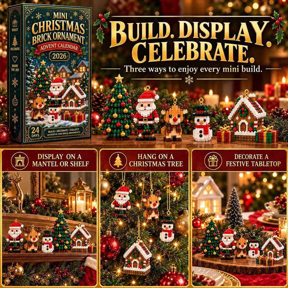 🎄24-Day Mini Christmas Brick Ornament Advent Calendar | 24 Unique Buildable Holiday Ornaments to Create, Hang & Keep 🧱
