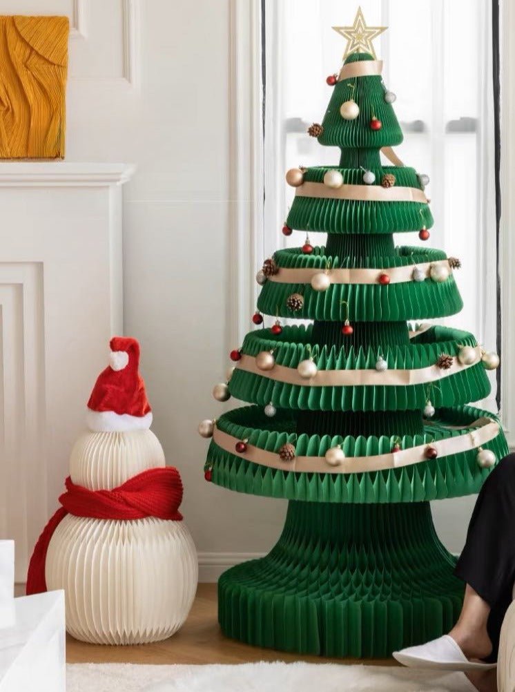 Akkordeon Schneemann Weihnachtsdeko – Wabenfaltbarer Anhänger für ein neutrales nordisches Zuhause