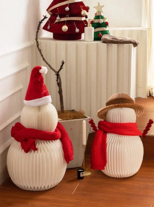 Akkordeon Schneemann Weihnachtsdeko – Wabenfaltbarer Anhänger für ein neutrales nordisches Zuhause