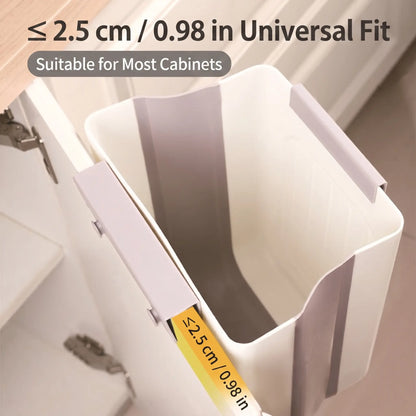Foldable Hanging Kitchen Trash Can for Cabinet Doors