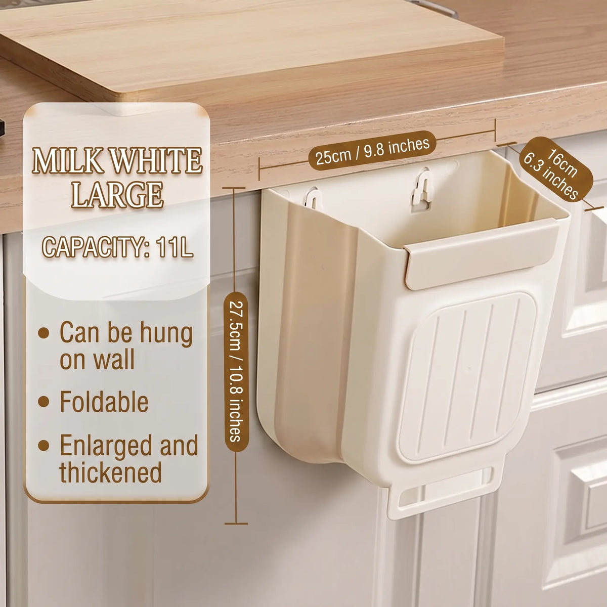 Foldable Hanging Kitchen Trash Can for Cabinet Doors