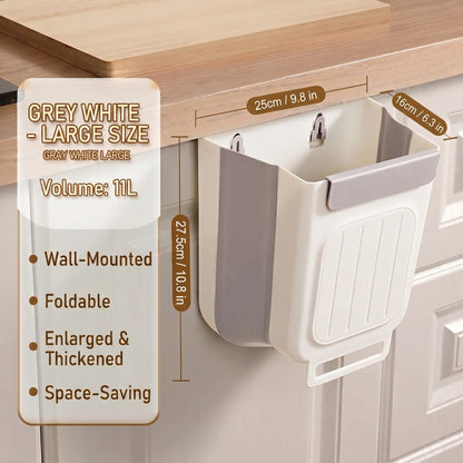Foldable Hanging Kitchen Trash Can for Cabinet Doors