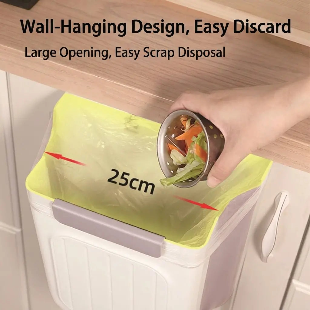 Foldable Hanging Kitchen Trash Can for Cabinet Doors
