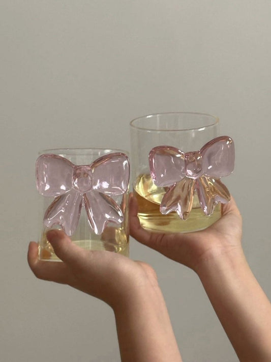 Handgemachtes niedliches verspieltes Schleifen-Tassenset, 2-teilig, Trinkglas